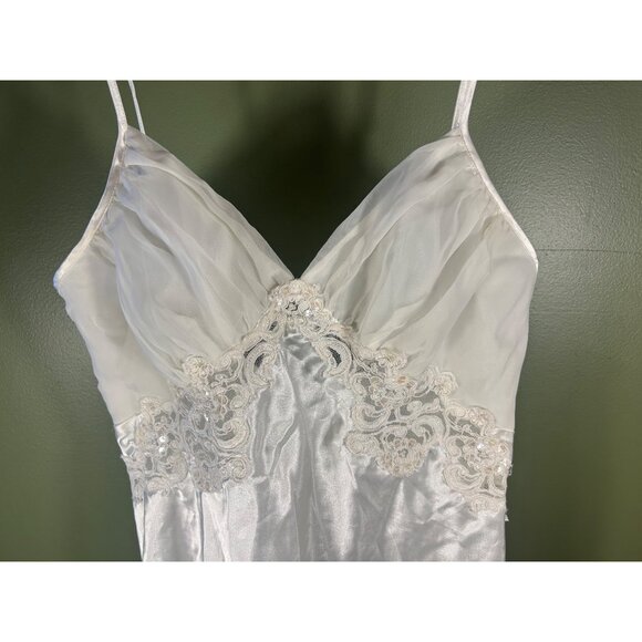 90’s Victorias Secret L Ivory Satin Lace Chemise VTG Silky Ballerina Slip Dress - Picture 3 of 10